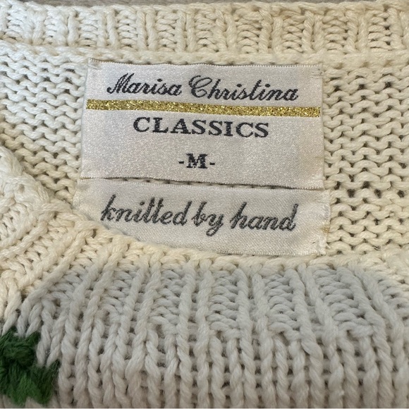 Vintage Marisa Christina Hand Knit Beach hawaii Tropical Palm Tree Sweater M - Picture 3 of 10